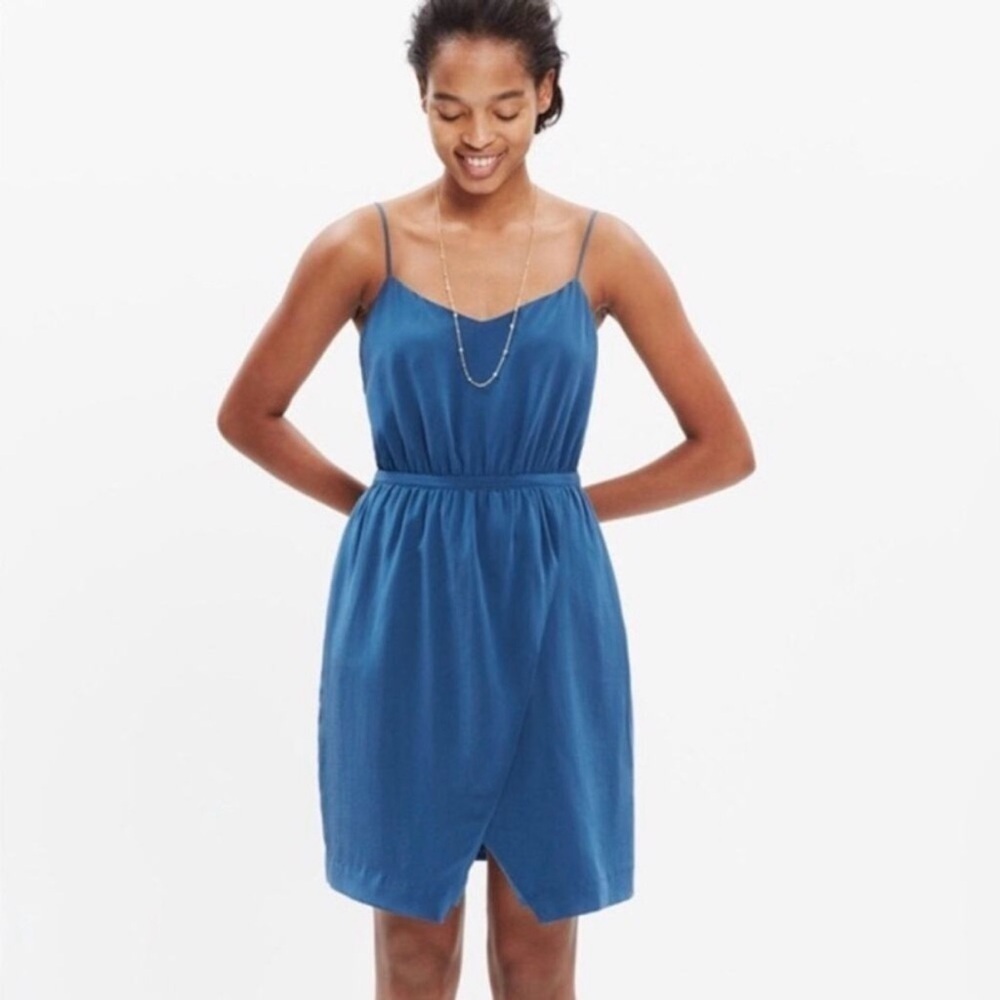 NEW Madewell Blue Silk Spaghetti Strap Mini Dress Style F2136 Women’s Size 2